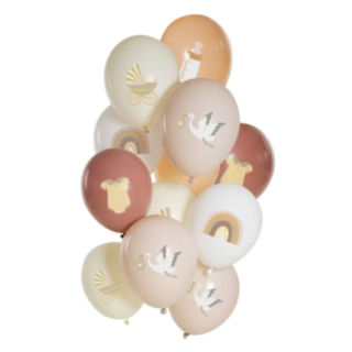Stork Babyshower Latexballoner Pastel