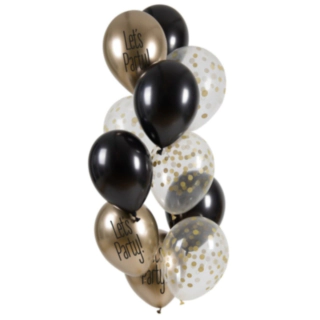 Let’s Party Latexballoner Sort/Guld