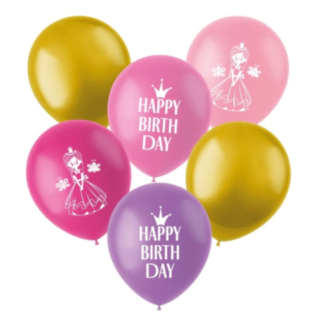 Prinsesse Happy Birthday Latexballoner Lyserød Mix