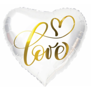 Love Folieballon Hvid/Guld