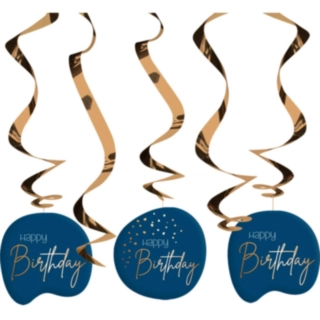 Happy Birthday Swirls True Blue
