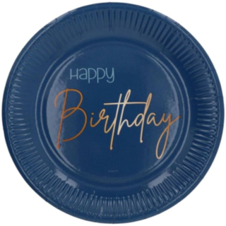 Happy Birthday Paptallerkener Mørkeblå