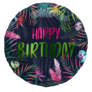 Happy Birthday Tropisk Folieballon Neon