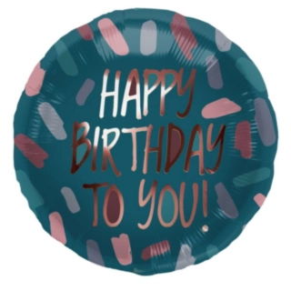 Happy Birthday Folieballon Petroleum/Rosaguld
