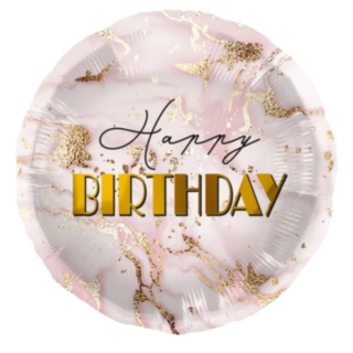 Happy Birthday Folieballon Lyserød/Guld