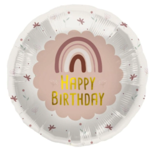 Happy Birthday Folieballon Regnbue Lyserød
