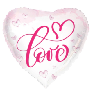 Love Folieballon Pink/Hvid