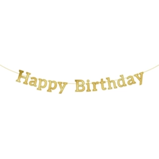 Bogstav Guirlande Happy Birthday Glossy Matt Black