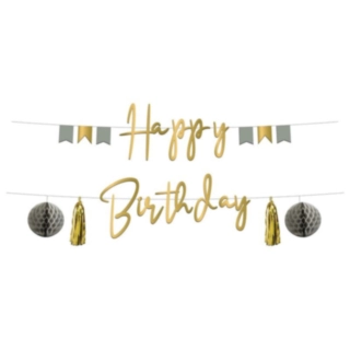 Golden Dawn Happy Birthday Honeycomb Guirlande