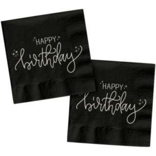 Happy Birthday Servietter Sort