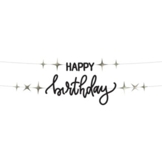 Happy Birthday Bogstavsguirlande Sort