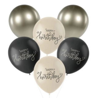 Happy Birthday Latexballoner Crème Noir