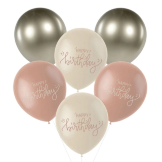 Happy Birthday Latexballoner Crème Rose