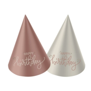 Happy Birthday Mini Partyhatte Crème Rose