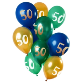 50 Års Ballon Mix Grøn/Guld