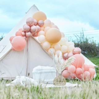 Ballonbue Rosaguld/Beige