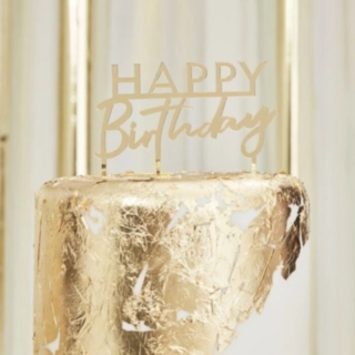 Happy Birthday Akryl Kagetopper Guld