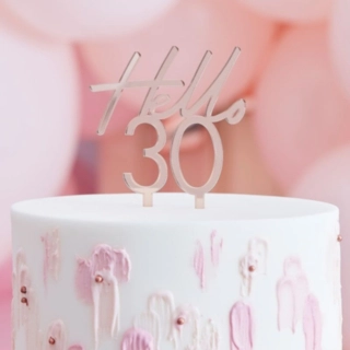 Hello 30 Akryl Kagetopper Rosaguld