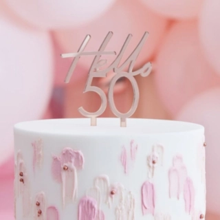 Hello 50 Akryl Kagetopper Rosaguld