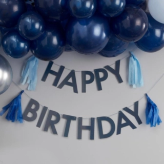 Happy Birthday Guirlande Blå