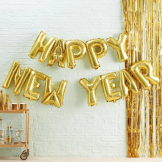 Happy New Year Folieballoner Guld