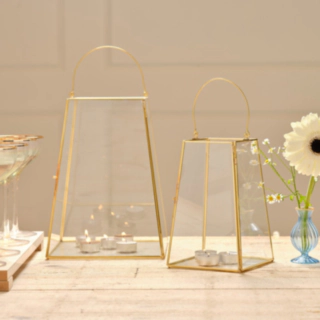Rektangulære Glaslanterner Guld