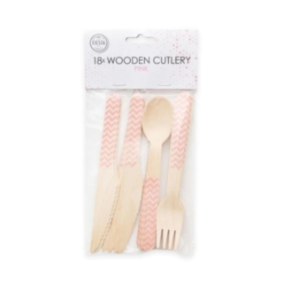Mønstret Træbestik Lyserød