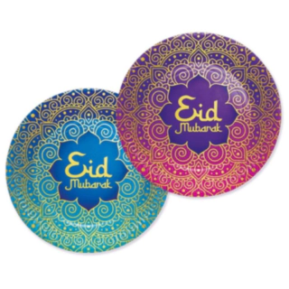 Eid Mubarak Paptallerkener Lilla/Blå