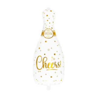 Champagneflaske Folieballon Hvid/Guld