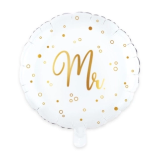 Mr Folieballon Hvid/Guld