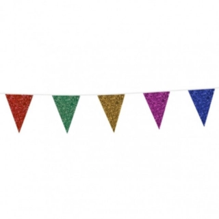 Vimpel Flagguirlande Glitter Multifarvet