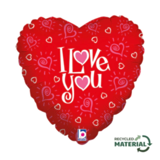 Hjerte I Love You Folieballon Rød