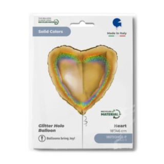 Hjerte Folieballon Holografisk Guld
