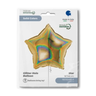 Stjerne Folieballon Holografisk Guld