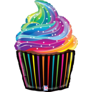 Regnbue Cupcake Folieballon