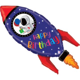Raketskib Happy Birthday Folieballon