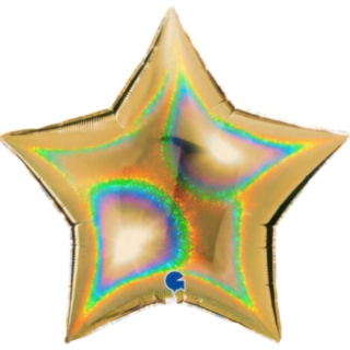 Stjerne Folieballon Holografisk Guld