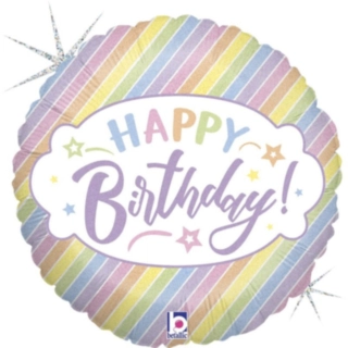 Happy Birthday Pastel Regnbue Folieballon