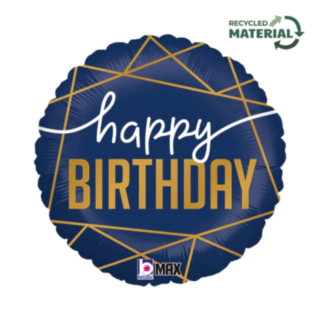 Happy Birthday Folieballon Blå