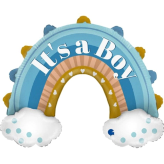 It's A Boy Regnbue Folieballon Lyseblå