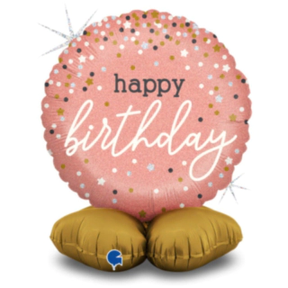 Happy Birthday Stående Folieballon Rose Gold