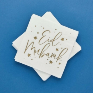 Eid Mubarak Servietter Hvid/Guld