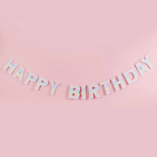 Eco Happy Birthday Guirlande Multifarvet Pastel