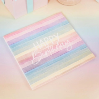 Eco Happy Birthday Servietter Multifarvet Pastel