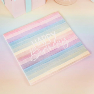Eco Happy Birthday Servietter Multifarvet Pastel