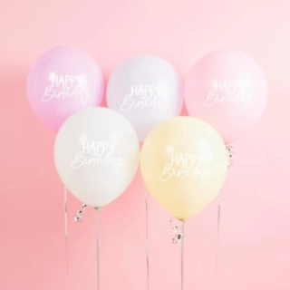 Eco Happy Birthday Ballon Mix Multifarvet Pastel