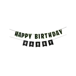 Happy Birthday Banner Grøn/Sort