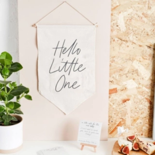 Hello Little One Canvasskilt Med Kort