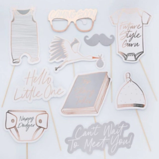 Babyshower Selfie Props Grå/Rosaguld