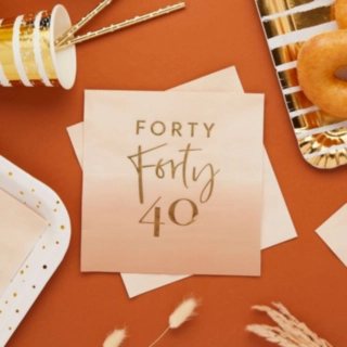 40 Års Servietter Rosa
